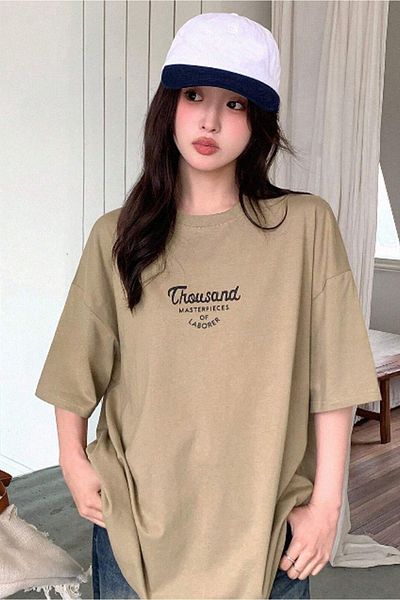 CLAYES T-Shirt Thousand Single Jersey - Μπλουζάκι με κοντό μανίκι με λευκό εμπριμέ μεγάλου μεγέθους Crew λαιμόκοψη