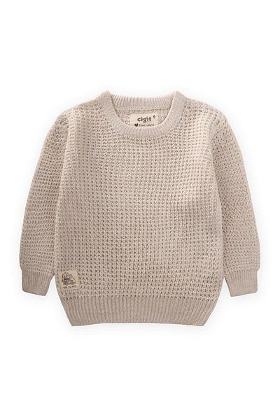 Cigit Montreal Sweatshirt - Crew Neck, 1-5 Years Stone