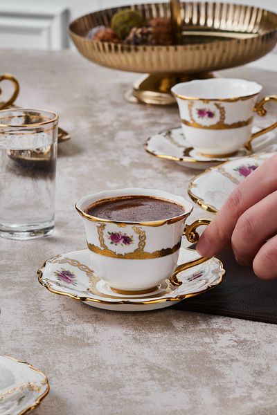 Karaca Royal Bone Elizabeth Coffee Cup Set for 6 People 90 ml