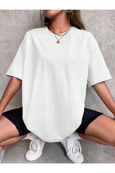 CLAYES Tricou Exodus Single Jersey - Tricou cu mânecă scurtă oversize cu decolteu rotund cu imprimeu alb