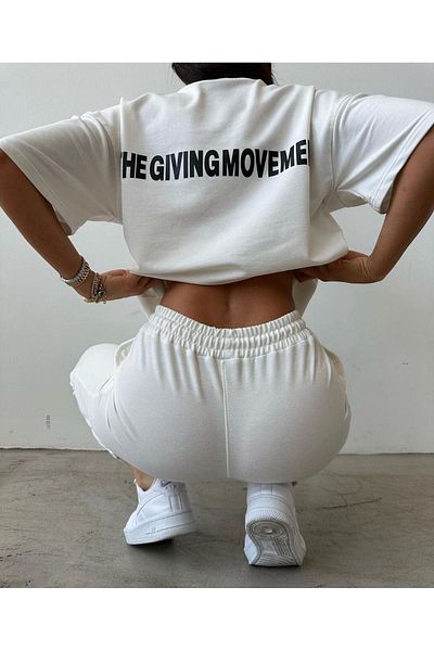 CLAYES Movement T-shirt Sweatpants Jogger- Μπλε εμπριμέ στο κάτω μέρος Sweat Suit Oversize Crew Neck