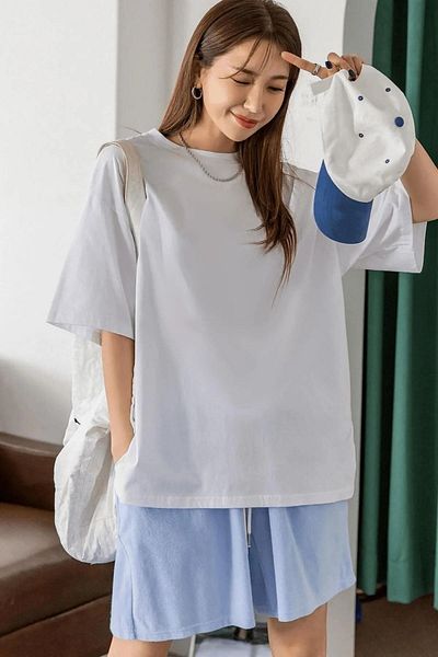CLAYES Tricou de damă, alb, simplu, neimprimat, supradimensionat Salas Boyfriend