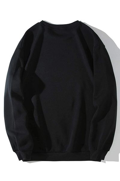 VBSVİBES Hanorac oversize unisex, negru, cu imprimeu SUA, cu decolteu triplu