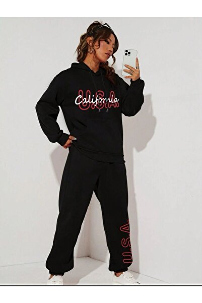 VBSVİBES Овърсайз анцуг с качулка Черен САЩ Калифорния