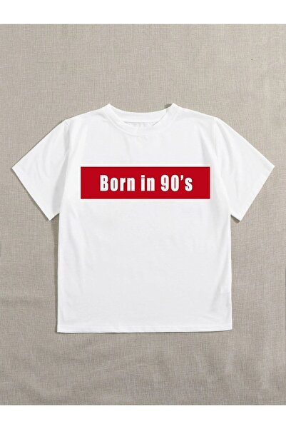 VBSVİBES Γυναικείο λευκό μπλουζάκι Oversize 90's printed