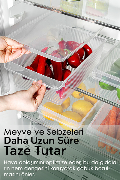 Meleni Home 4 Storage Containers with Lids - Organizer Organizer Fruit Vegetable Ration Container Storage Box 6 Liters