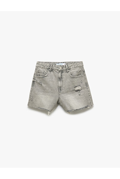 Koton Orta Bel Normal Gri Kadın Şort 5SAL40001MD