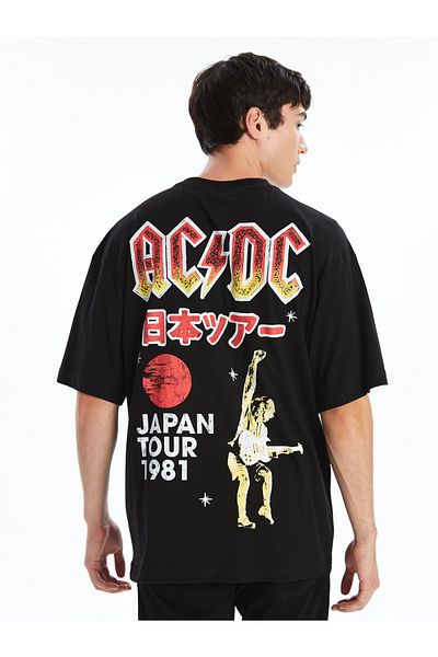 LC Waikiki Ανδρικό μπλουζάκι με κοντό μανίκι AC/DC με στάμπα από χτενισμένο βαμβάκι