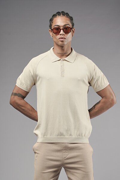 Butik Trend Biz Polo Neck Raglan Sleeve Regular Fit Short Sleeve Knitwear T-Shirt