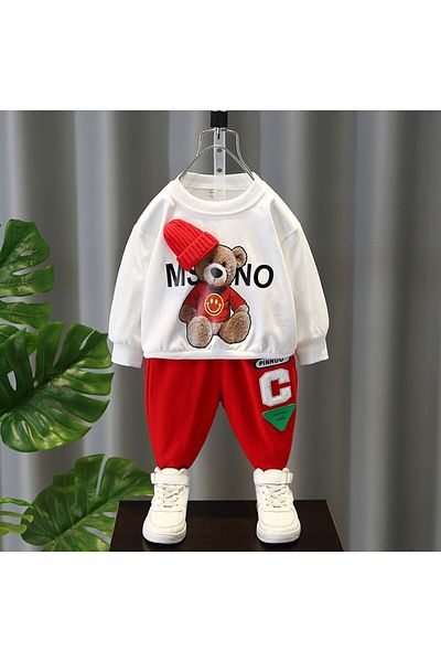 nannie Boys' Set: Red Bear Blouse And Pants - 12-18 Months