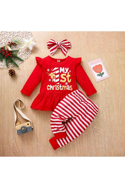 nannie Red Christmas Mery Girl Outfit - 18-24 months