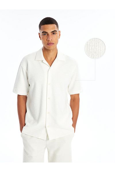 LC Waikiki Regular Fit Short Sleeve Gabardine Men's Textured Shirt