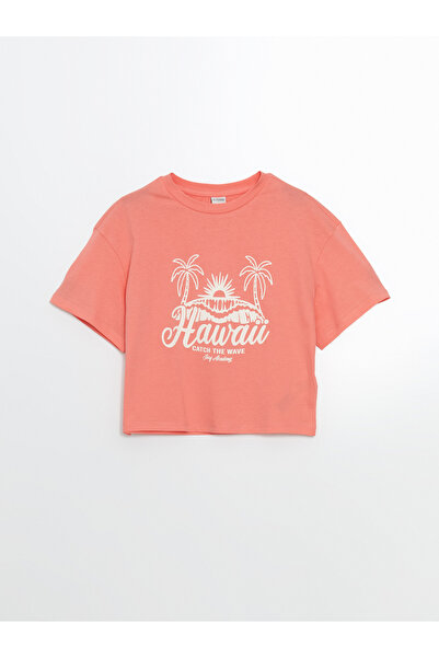 LC Waikiki Tricou de fete cu guler rotund și imprimeu cu palmieri