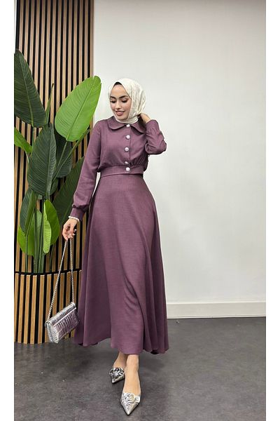 FREEMİH TEKSTİL Purple Zümra Skirted Double Hijab Suit