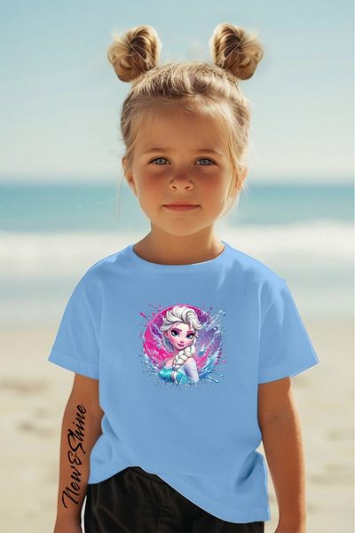 New Shine 1 tricou este un cadou pentru achiziții de 6 și peste în coș - Tricou pentru copii oversize cu imprimeu Frozen Bella
