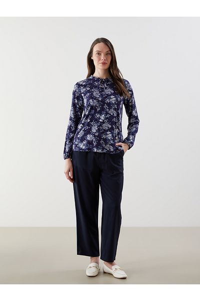 LC Waikiki Damenbluse mit Bindekragen, Blume