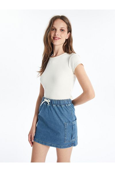 LC Waikiki Women's Jeans Skirt with Elastic Waist