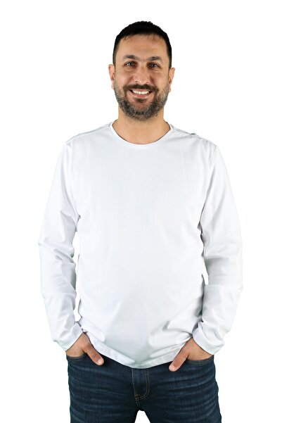 BALİNS Erkek Cotton Bisiklet Yaka Uzun Kollu Tişört