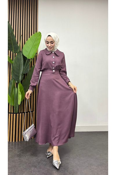 FREEMİH TEKSTİL Purple Zümra Skirted Double Hijab Suit