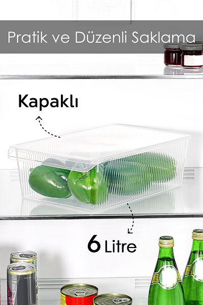 Meleni Home 1 Piece Storage Container with Lid - Organizer Organizer Fruit Vegetable Food Container Storage Box 6 Liters