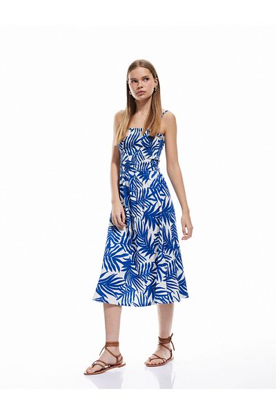 Koton Noul sezon Rochie midi cu flori în formă de A cu bretele Gipeli Wrap