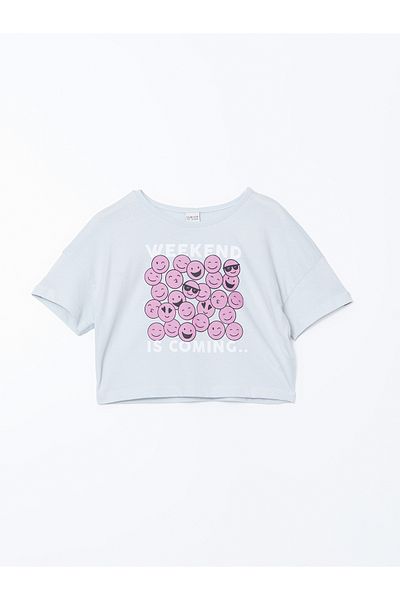LC Waikiki Tricou Crop pentru fetiță cu gât crew