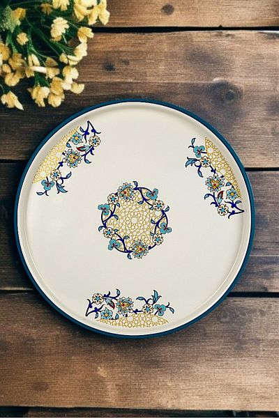 İnci Emaye No. 36 Presentation Serving Plate Tray Supla Cake Plate Serving Plate Dowry Gift ~ 36cm
