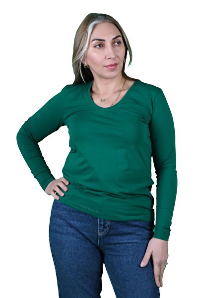 BALİNS Kadın Süprem Uzun Kollu V Yaka Tişört