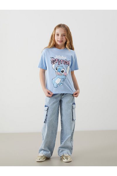 LC Waikiki Tricou pentru fetiță cu imprimeu cu cusături la gât