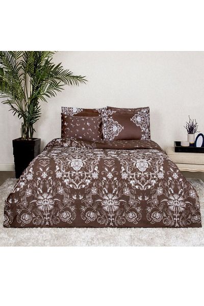 Taç Luxury double satin bed linen with baroque motif TaçElegance, Ponda Mink