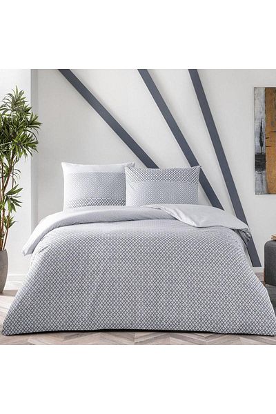 Taç Double bed linen 100% cotton ranforce with gray geometric motifs, Taç, Garth