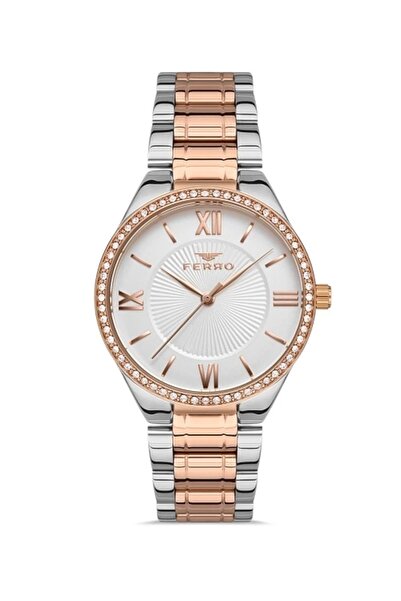 FERRO Rose ve Gümüş Çelik Kordon Kadın Kol Saati FL21262A-E