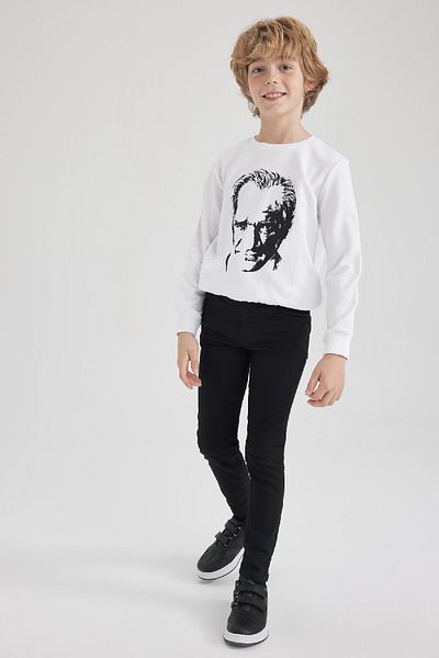 DeFacto Boys' Ataturk Printed White Sweatshirt Z7680a623sp