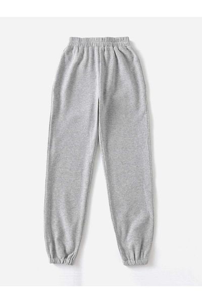 Sweetline Γκρι Basic ίσιο αθλητικό παντελόνι Jogger Rubber Leg ψηλόμεσο Oversize