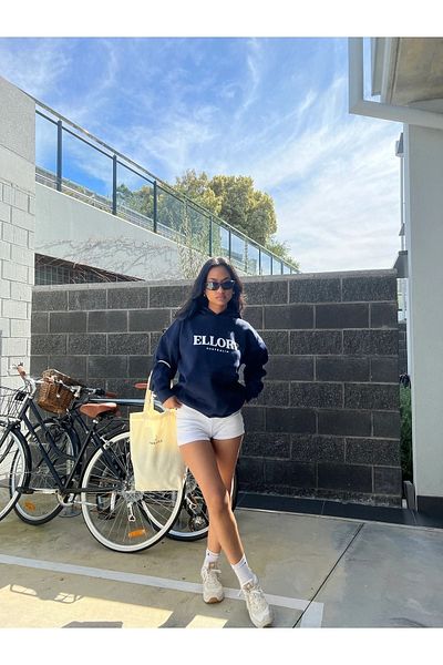 CLAYES Women's Ellore Navy Blue Oversize Sweatshirt