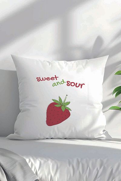 qoeuyl boutique Sweet and Sour Printed Gift Fiber Satin Decorative Pillow