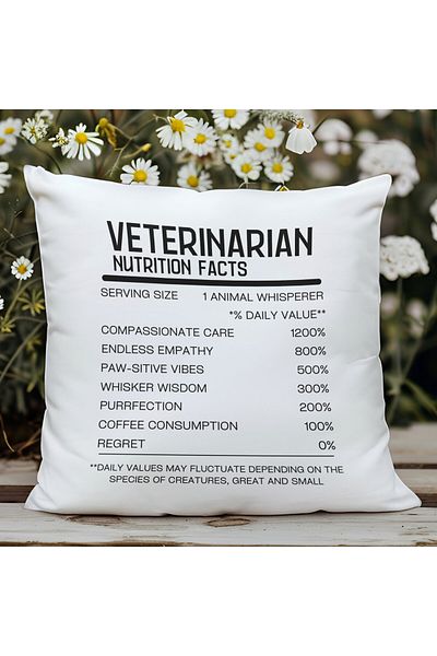 qoeuyl boutique Veterinary Nutrition Facts Printed Veterinary Gift Fiber Satin Decorative Pillow