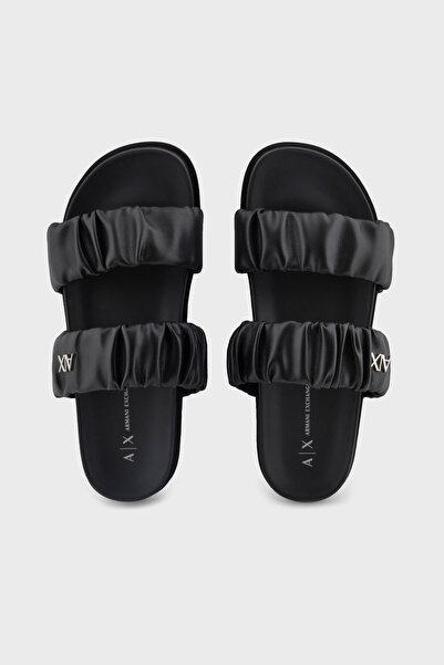 Armani Exchange Logolu Çift Bantlı Büzgü Detaylı Terlik TERLİK XDP062 XV926 00002