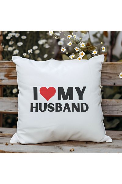 qoeuyl boutique I Love My Husband Printed Soție Dragă Cadou Romantic Fibră Satin Pernă Decorativă