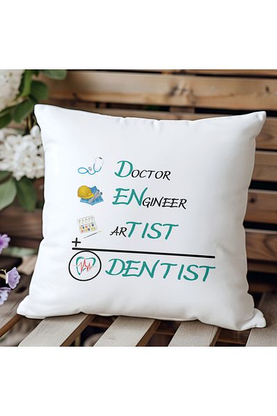 qoeuyl boutique Doctor Engineer Artist: Dentist Printed Engineer Gift Fiber Satin Decorative Pillow