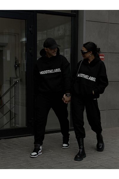 CLAYES Mood The Label Σετ χειμερινής φόρμας - Μαύρη στάμπα με κουκούλα Oversize Raster