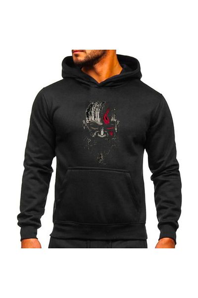 DUBU BUTİK God Of War Σετ Φούτερ Jogger - Μαύρη στάμπα Oversize Hoodie