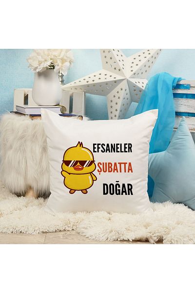 qoeuyl boutique Legends Are Born in the Branch Printed Birthday Gift Fiber Satin Decorative Pillow
