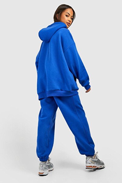 DUBU BUTİK Σετ φόρμας Sax Blue Dsgn Studio - Τυπωμένο Oversize Hooded Raised