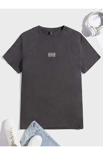 DUBU BUTİK Smoked Oversize Dream Printed T-shirt - Oversize Printed
