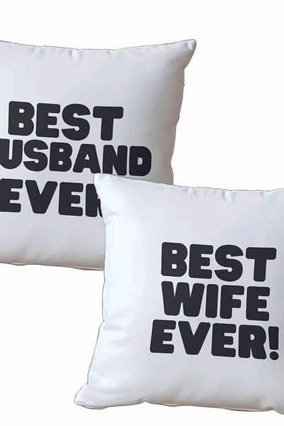 qoeuyl boutique Romantic 2 Bucuri Ikbdarli Soție Iubita Fibră Satin Pernă Decorativă