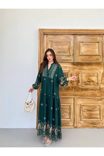 PREMİER VİE Hijab New Season Green Color Summer Viscose Dress