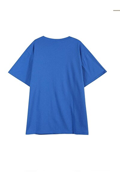 DUBU BUTİK Have Fun Glasses Figure T-shirt - μπλουζάκι με μπλουζάκι με μπλουζάκι με στάμπα μεγάλου μεγέθους με κοντό μανίκι