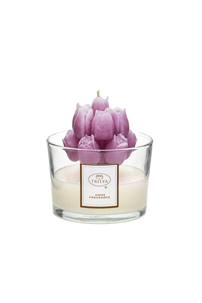 Trilya Gece Gül Kokulu Lale Demeti Mor Mum