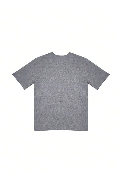 DUBU BUTİK Untitled 1980 T-Shirt - Gray Printed Oversize Crew Neck Short Sleeve